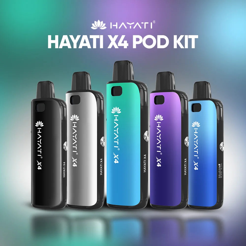 Hayati X4 Refillable Pod Kit - Various Colours - include 1 x 10ml 20mg Blue Razz Gummy Bear Nic Salt